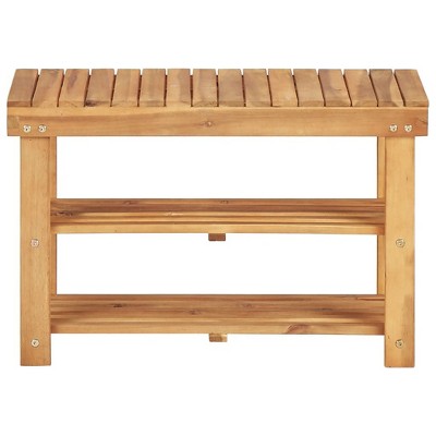 vidaXL Shoe Rack Bench Shoe Storage Organizer Shelf Holder Solid Acacia Wood - 27.6" 18.1"