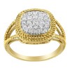 10K Yellow Gold Plated Silver 1/2 Ctw Diamond Cushion Split Shank Cocktail Ring - 2 of 4