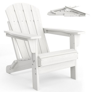 Folding Adirondack Chairs - HDPE Plastic Outdoor Chairs with Wood Texture, 380Lbs Capacity, Weather Resistant, for Deck, Patio, Pool, Backyard - 1 of 4