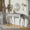 FONTOI 41"W Luxury Makeup Vanity Desk with Oval Mirror 3-Drawer Dressing Table for Bedroom Dressing Room, Silver, 41"*17.5"*29.8" - 2 of 4