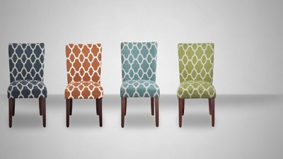 High Upholstered Faux Leather Parsons Side Chair in Woven Charcoal
