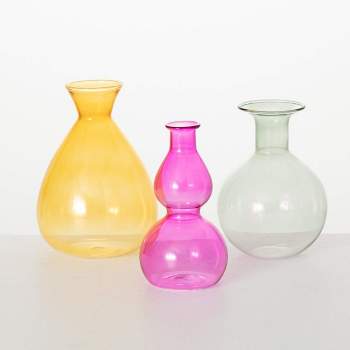 Sullivans 4.5", 4.5" & 5.25" Colorful Glass Vase Set of 3