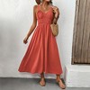 Womens Summer Dresses Sleeveless Button Down Smocked Waist Casual A-Line Swing Midi Dress Sundress - 4 of 4