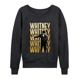 Women's - Whitney Houston - Whitney Gold Repeat Lightweight French Terry Wide Neck Long Sleeve Graphic Shirt - 1 of 4