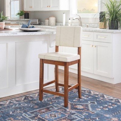 Milano 24" Cream Upholstered Wood Counter Stool