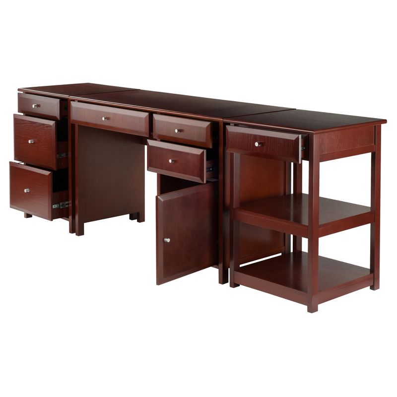3pc Delta Set Home Office Group Walnut - Winsome, 3 of 5