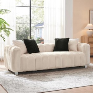 Yukimo 82.68-inch Premium Corduroy Two-Seater Sofa with Metal Legs, Cloud-Like Cushions for Living Room and Bedroom - 1 of 4