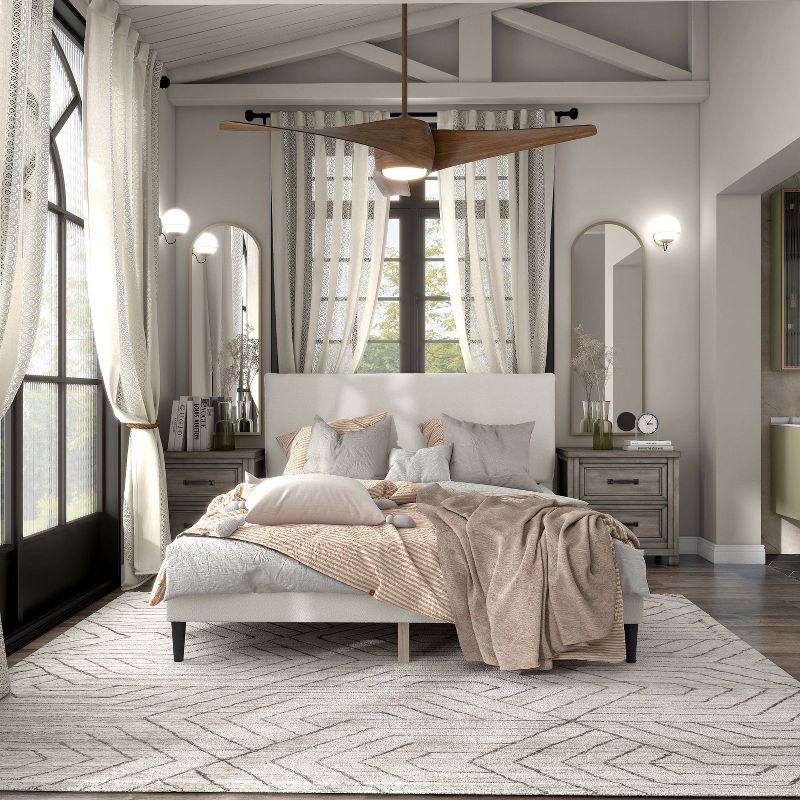 HOMES: Inside + Out Queen Heartwild Modern Boucle Upholstered Pillow Headboard Platform Bed White, 4 of 21