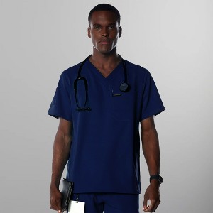 Members Only Men's Manchester V-Neck Scrub Top With Waist & Sleeve Pockets - 1 of 4