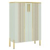 Resenkos 6-Tier Wooden Shoe Cabinet, Space-Saving Organizer with Sliding Doors, Perfect for Home & Office, Gold & White - 3 of 4