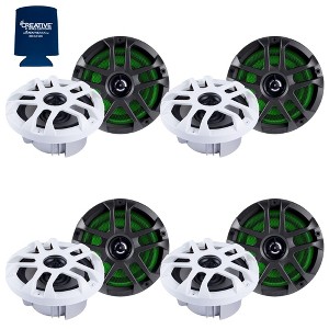 Memphis Audio LED Marine Speaker Pack: 4 Pairs of MXA60L 6.5" Marine Grade, Included Black and White Grills With RGB LED - 1 of 4