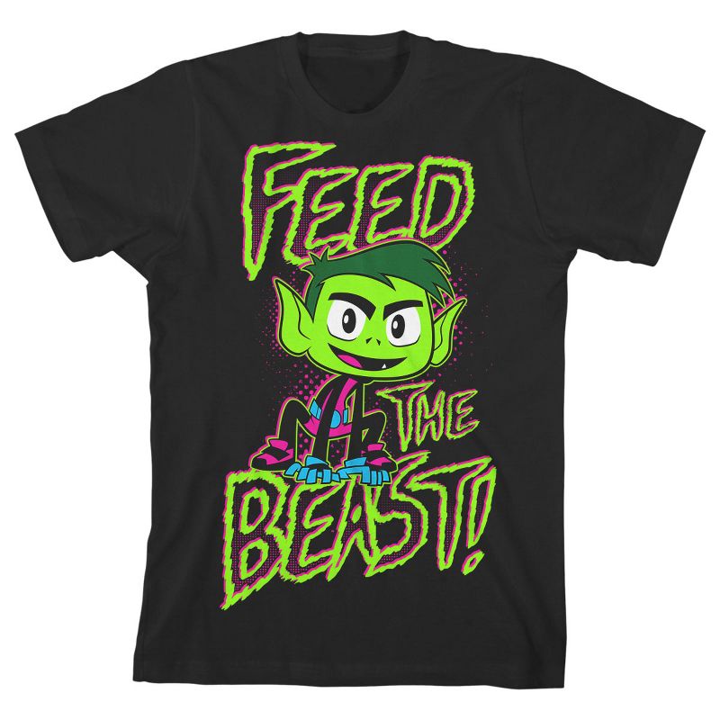Teen Titans Go Feed the Beast Black T-shirt Toddler Boy to Youth Boy, 1 of 4