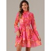 INSPIRE CHIC Women's Floral Long Sleeve Mock Neck Ruffle Layered Smocked Mini Dress - 2 of 4