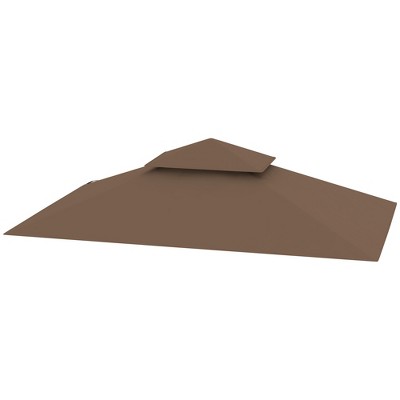 Brown Polyester Double Tiered Grill Gazebo Replacement Canopy Cover
