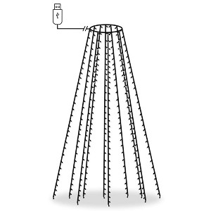 vidaXL Cold White LED Christmas Tree Net Lights with USB Connector - Indoor/Outdoor - Energy Efficient - 250 LEDs - 98.4" Dark Green Wire - 1 of 4