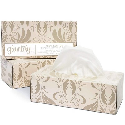 Glamlily 3 Pack Facial Cotton Tissues, Art Deco Disposable Face Towels, 240 Tissues Total