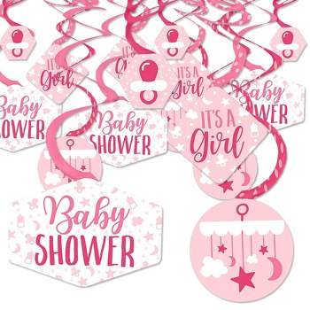 Big Dot of Happiness It's a Girl - Pink Baby Shower Hanging Decor - Party Decoration Swirls - Set of 40