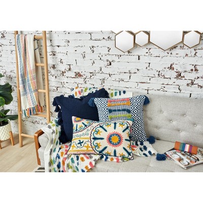 Multicolored Cotton Tasseled 50" x 60" Throw Blanket