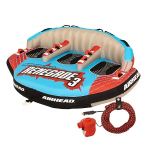 Airhead 3-Person Renegade Inflatable Towable Water Tube Seat Rider with Boat Pull Rope and Pump (AHRE-503) - 1 of 4