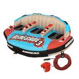 Airhead 3-Person Renegade Inflatable Towable Water Tube Seat Rider with Boat Pull Rope and Pump (AHRE-503)