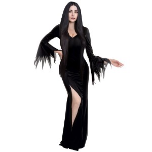 SYNCFUN Women Black Gothic Witch Dress for Halloween Costume Party - 1 of 4