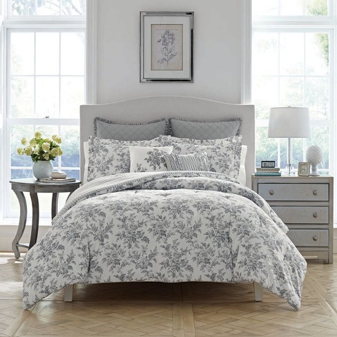 King Annalise Reversible Comforter Set Gray - Laura Ashley : Target