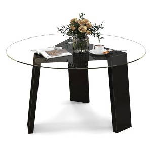 Tangkula Round Coffee Table Modern Tempered Glass Top Accent Table w/ Transparent Tabletop - 1 of 4