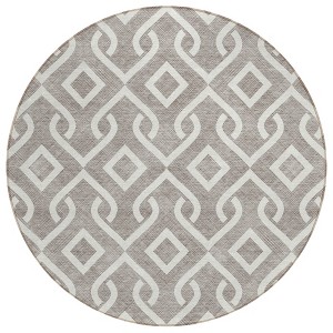 Taupe And Ivory Geometric Washable Indoor Outdoor Area Rug - 1 of 4