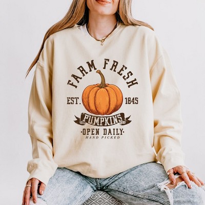 Simply Sage Market Women's Lightweight Garment Dyed Graphic Sweatshirt Farm Fresh Open Daily