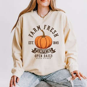 Simply Sage Market Women's Lightweight Garment Dyed Graphic Sweatshirt Farm Fresh Open Daily - 1 of 4