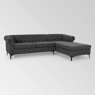 2pc Burland Contemporary Sectional and Chaise Set Charcoal - Christopher Knight Home