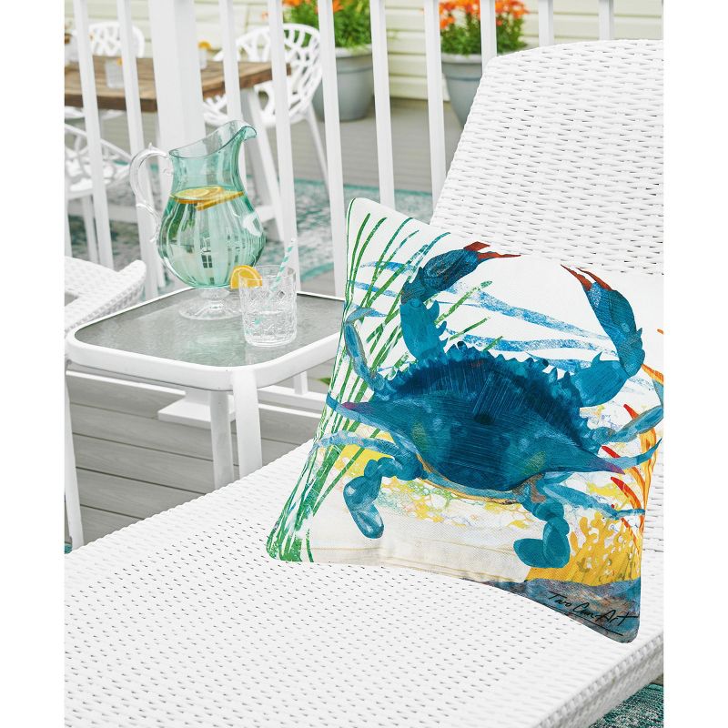 C&F Home 18" x 18" Blue Crab Coastal Indoor/Outdoor Decorative Throw Pillow, 5 of 10