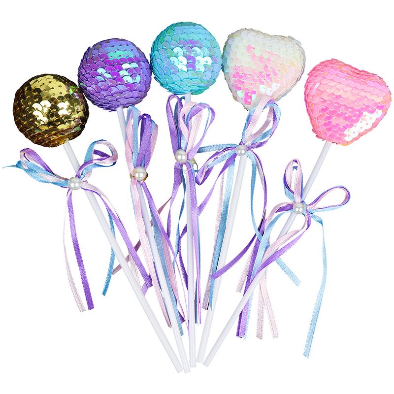 O'Creme Sequined Hearts & Balls Cake Toppers, Set of 5, 1 of 3