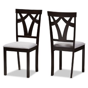 Set of 2 Sylvia Modern And Contemporary Fabric Upholstered And Finished Dining Chairs Gray/Dark Brown - Baxton Studio - 1 of 4