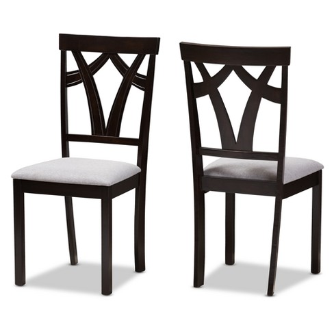 Set Of 2 Sylvia Modern And Contemporary Fabric Upholstered And Finished Dining Chairs Gray Dark Brown Baxton Studio Target