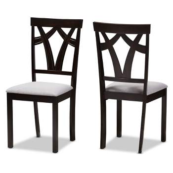 Set of 2 Sylvia Modern And Contemporary Fabric Upholstered And Finished Dining Chairs Gray/Dark Brown - Baxton Studio