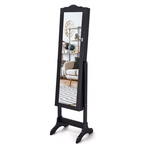 Tangkula Lockable Armoire Mirrored Jewelry Cabinet Dressing Storage Box Organizer - 1 of 4