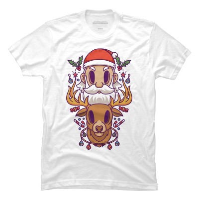 Men's Design By Humans Santa and The Reindeer By PentoolKnight T-Shirt