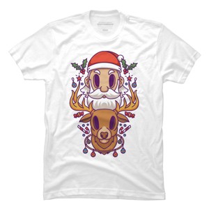 Men's Design By Humans Santa and The Reindeer By PentoolKnight T-Shirt - 1 of 4