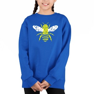 LA Pop Art Bee Kind - Girl's Word Art Crewneck Sweatshirt - 1 of 3