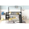 Okak Twin Over Twin Metal Bunk Bed with Ladder & Slide House Bed with Safety Guardrail for Kids Teens Easy Assemble No Box Spring Required, Black - 2 of 4