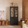 TOAOTBNBO Mid-Century Bookshelf with 5 Open Compartments, Tall Bookcase with Glass Doors and Adjustable Shelves, Display Book Shelf for Office, Black - 4 of 4