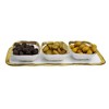 Classic Touch White Porcelain Relish Dish with 3 Square Bowls with Gold Trim - 4 of 4