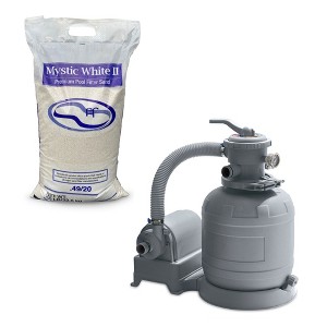 Funsicle 12 Inch Above Ground Swimming Pool 1600 GPH Sand Filter Pump Bundled with US Silica Mystic White II Premium 50 Pound Filter Sand Bag - 1 of 4