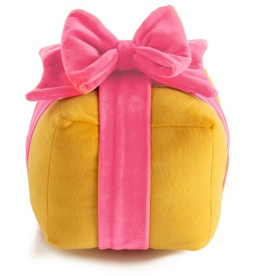 Shiraleah Small Gift Box Shaped Pillow, Gold