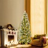Tangkula 7.5/6 FT Artificial Christmas Tree Pre-Lit Hinged Xmas Tree w/ 820/580 Flocked Frosted Tips - 2 of 4