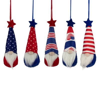 Northlight Set Of 5 Patriotic 4th Of July Americana Gnome Ornaments 6.5 ...
