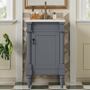 Kumasinova 18" Bathroom Vanity,Freestanding Storage Cabinet with Ceramic Sink,Adjustable Shelf,Vanity with 300LB Capacity for Samlle Space - 1 of 4