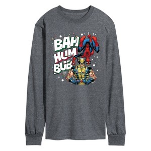 Men's - Marvel - Bah Hum Bub Wolverine And Deadpool Long Sleeve Graphic T-Shirt - 1 of 3