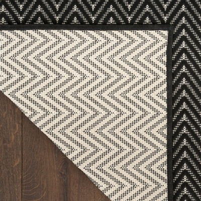 Black and White Geometric Synthetic Indoor/Outdoor Runner Rug